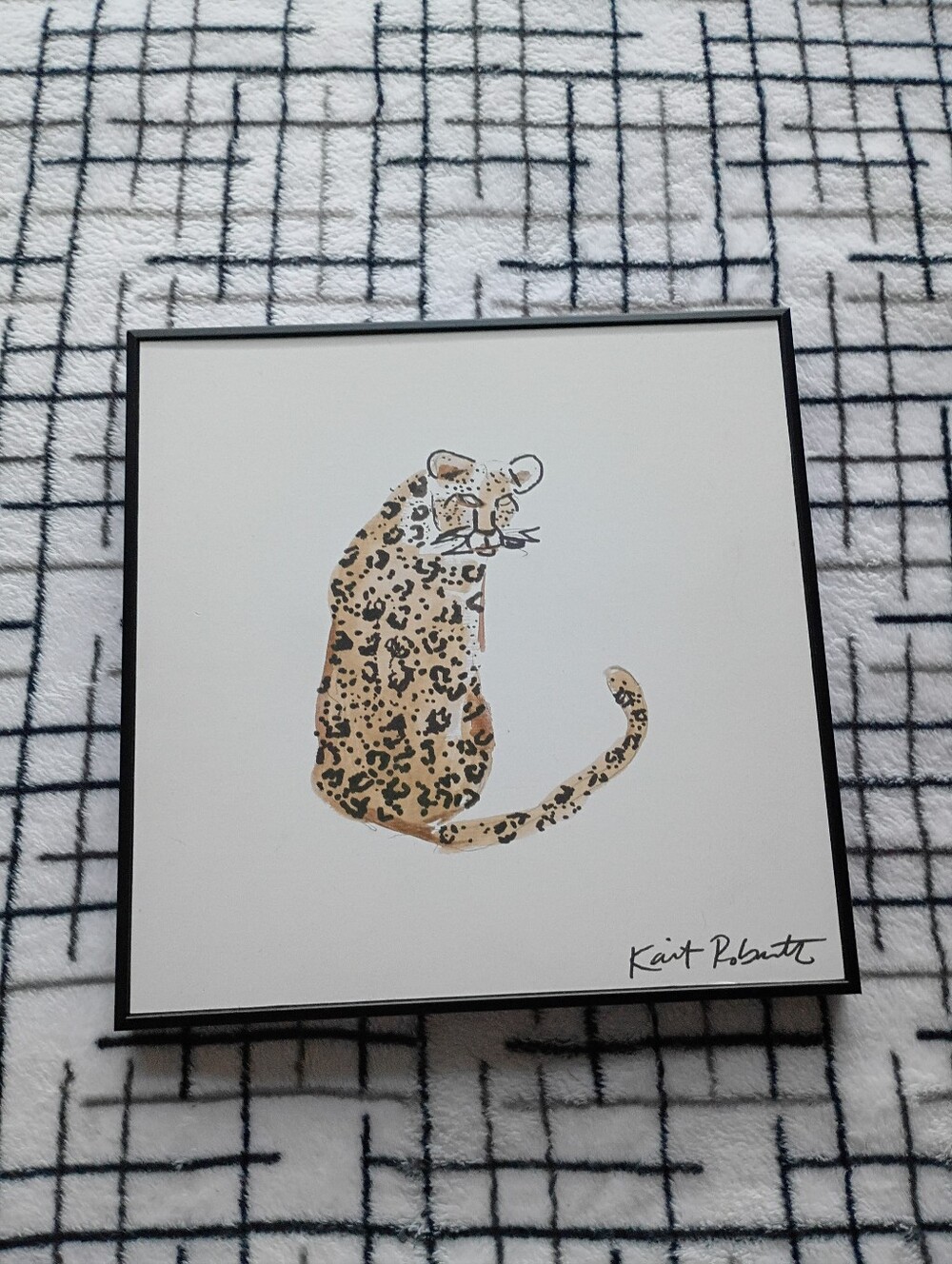 Kait Roberts 10"x10" Leopard Watercolor Wall Art Framed Print